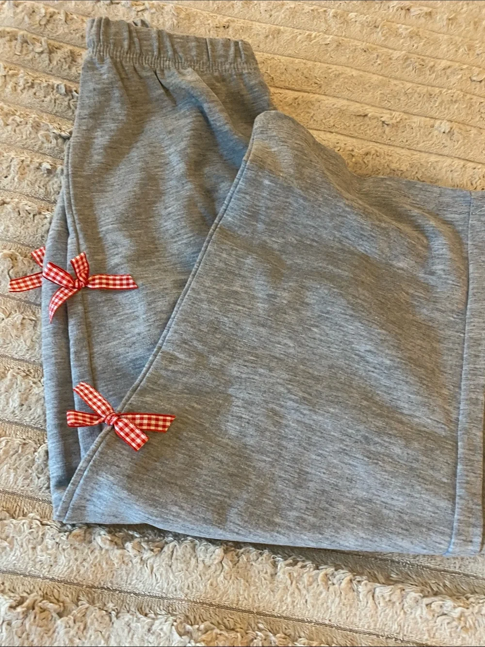 NWOT, Kids Grey Set with Red Gingham Bow